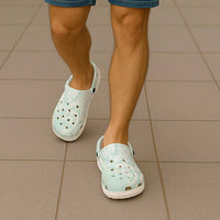 Polynesian Tiare Monstera Seafoam Green Clogs Shoes Liquid Style LT01 - Polynesian Pride
