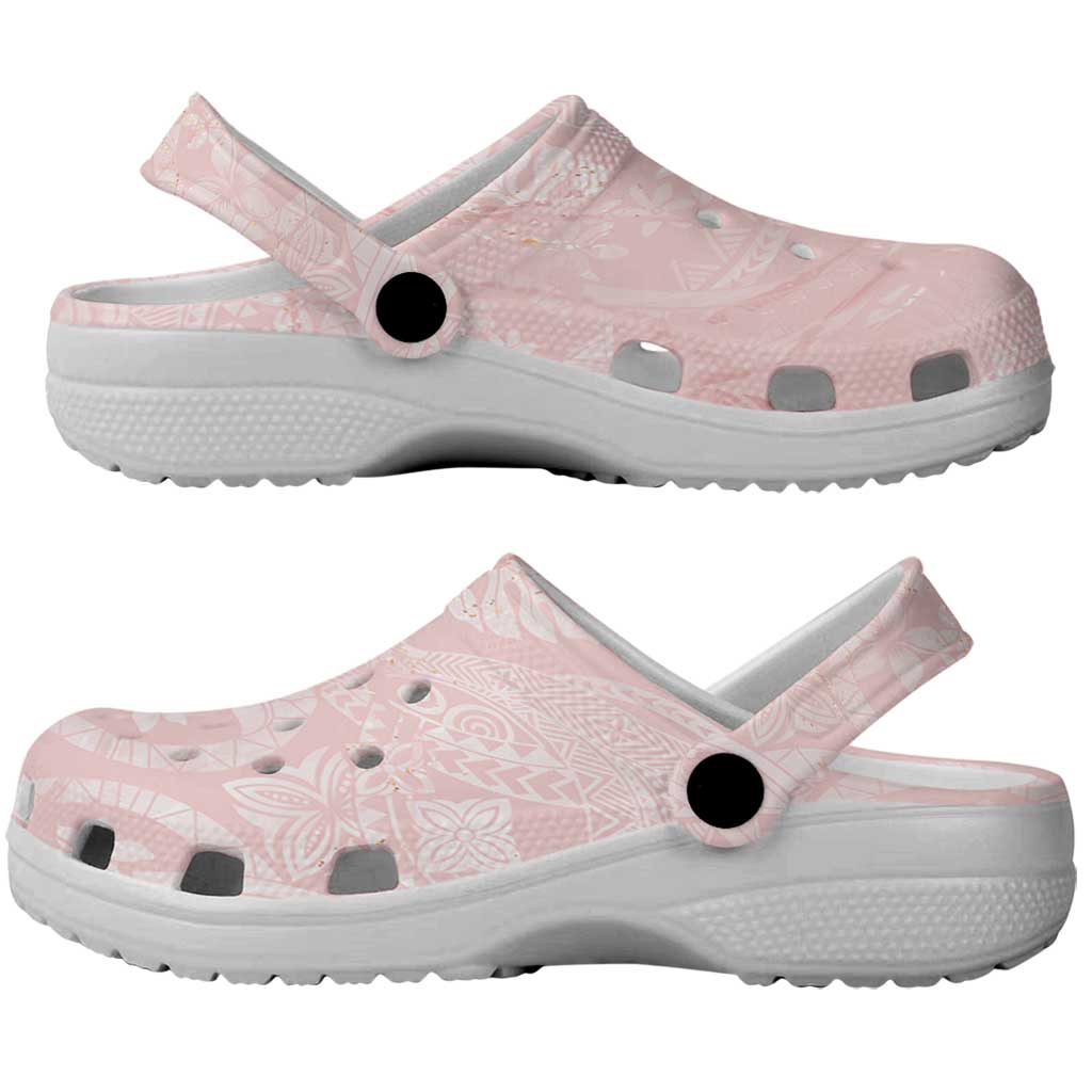 Polynesian Tiare Monstera Soft Pink Clogs Shoes Liquid Style LT01 - Polynesian Pride
