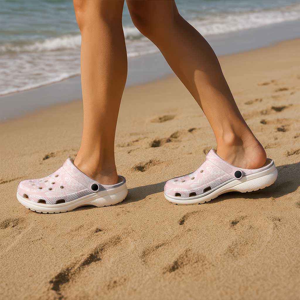 Polynesian Tiare Monstera Soft Pink Clogs Shoes Liquid Style LT01 - Polynesian Pride