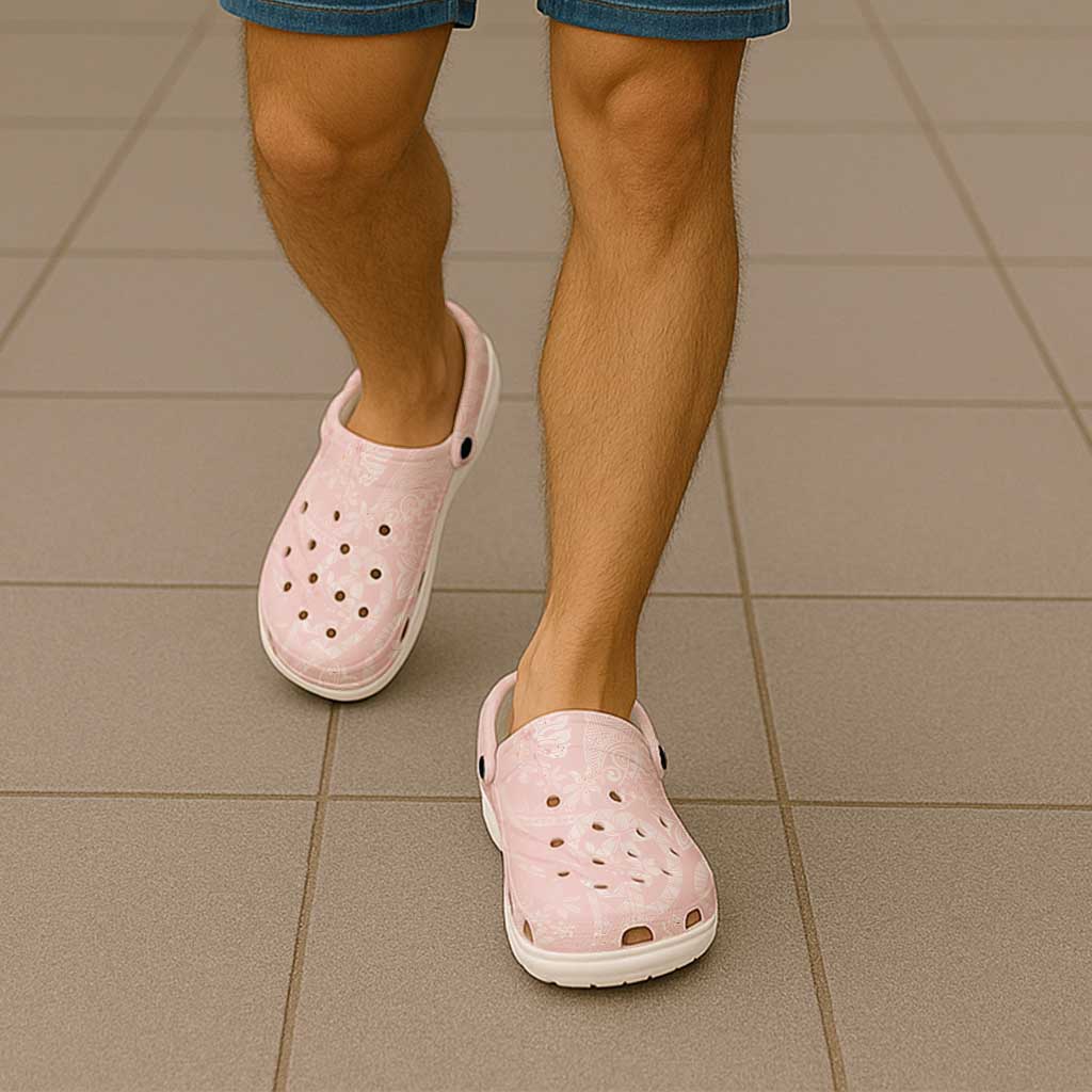 Polynesian Tiare Monstera Soft Pink Clogs Shoes Liquid Style LT01 - Polynesian Pride