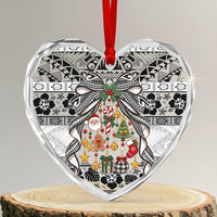 Polynesian Tribal Pattern Christmas Bow Glass Ornament LT9 Transparent Glass 3'' Heart Multicolor - Polynesian Pride
