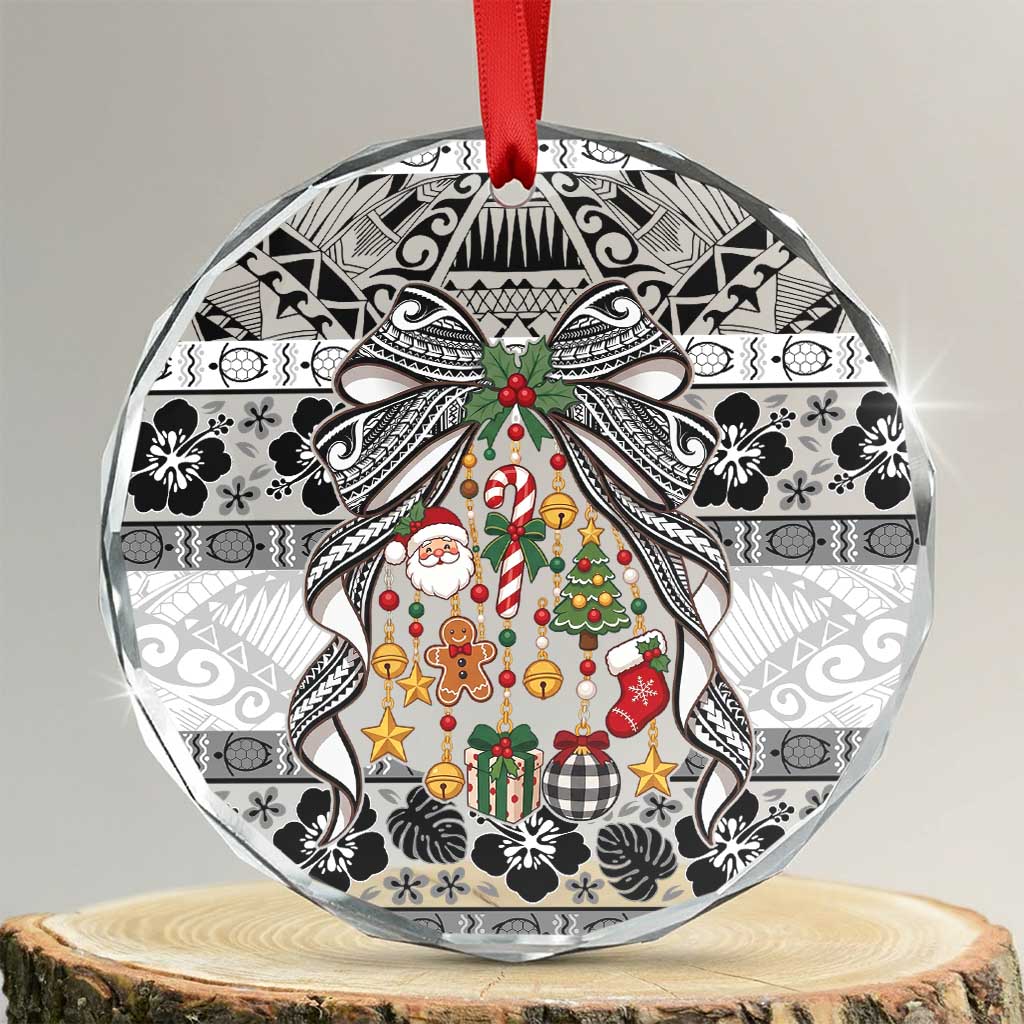 Polynesian Tribal Pattern Christmas Bow Glass Ornament LT9 Transparent Glass 3'' Circle Multicolor - Polynesian Pride