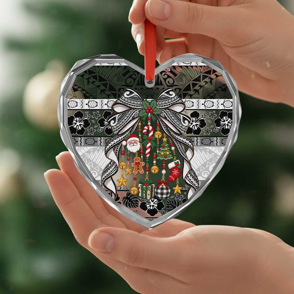 Polynesian Tribal Pattern Christmas Bow Glass Ornament LT9 - Polynesian Pride