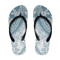 Polynesian Tropical Flowers Blue Pastel Vibes Flip Flops LT14 Blue - Polynesian Pride