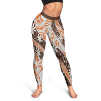 Puatou Tahiti Tiare Monstera Leggings Polynesian Pattern Curve Style LT01 - Polynesian Pride
