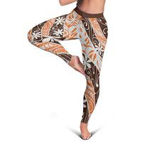 Puatou Tahiti Tiare Monstera Leggings Polynesian Pattern Curve Style LT01 - Polynesian Pride
