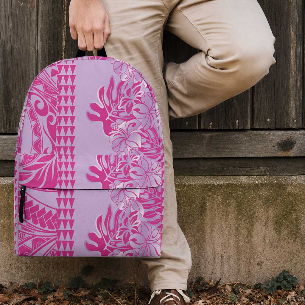 Purple Hibiscus Monstera Seamless Kakau Hawaii Backpack