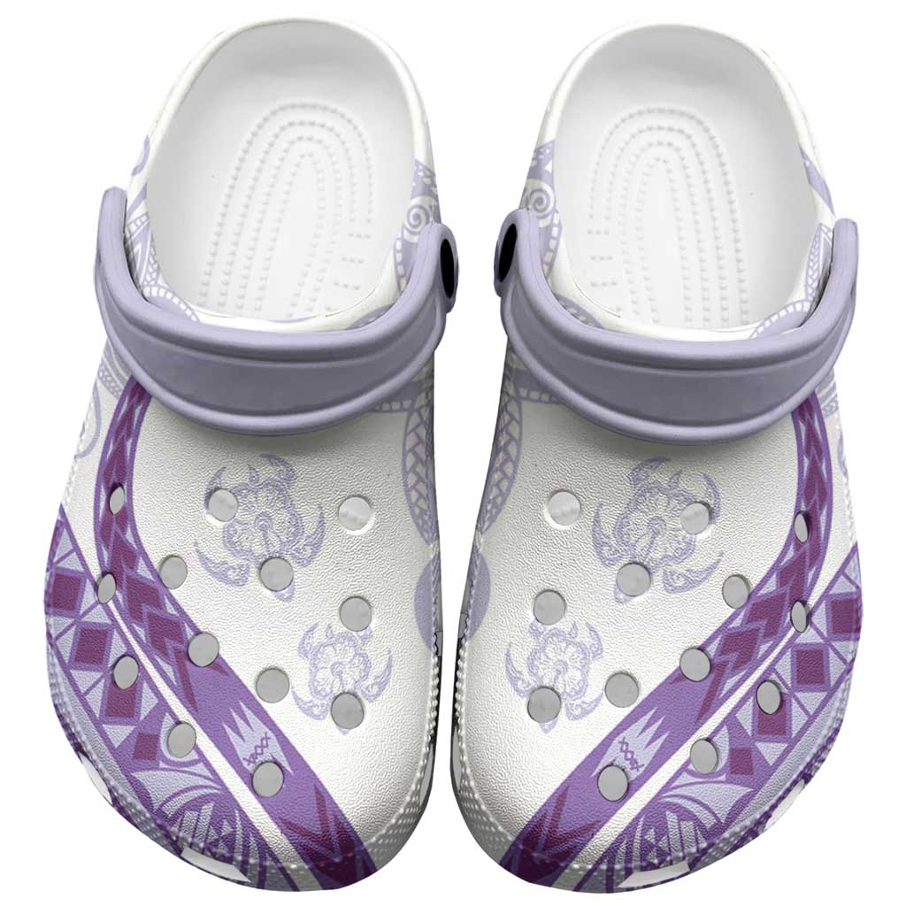 Purple Polynesian Tribal Turtle Floral Pattern Clogs Shoes LT05 Purple - Polynesian Pride