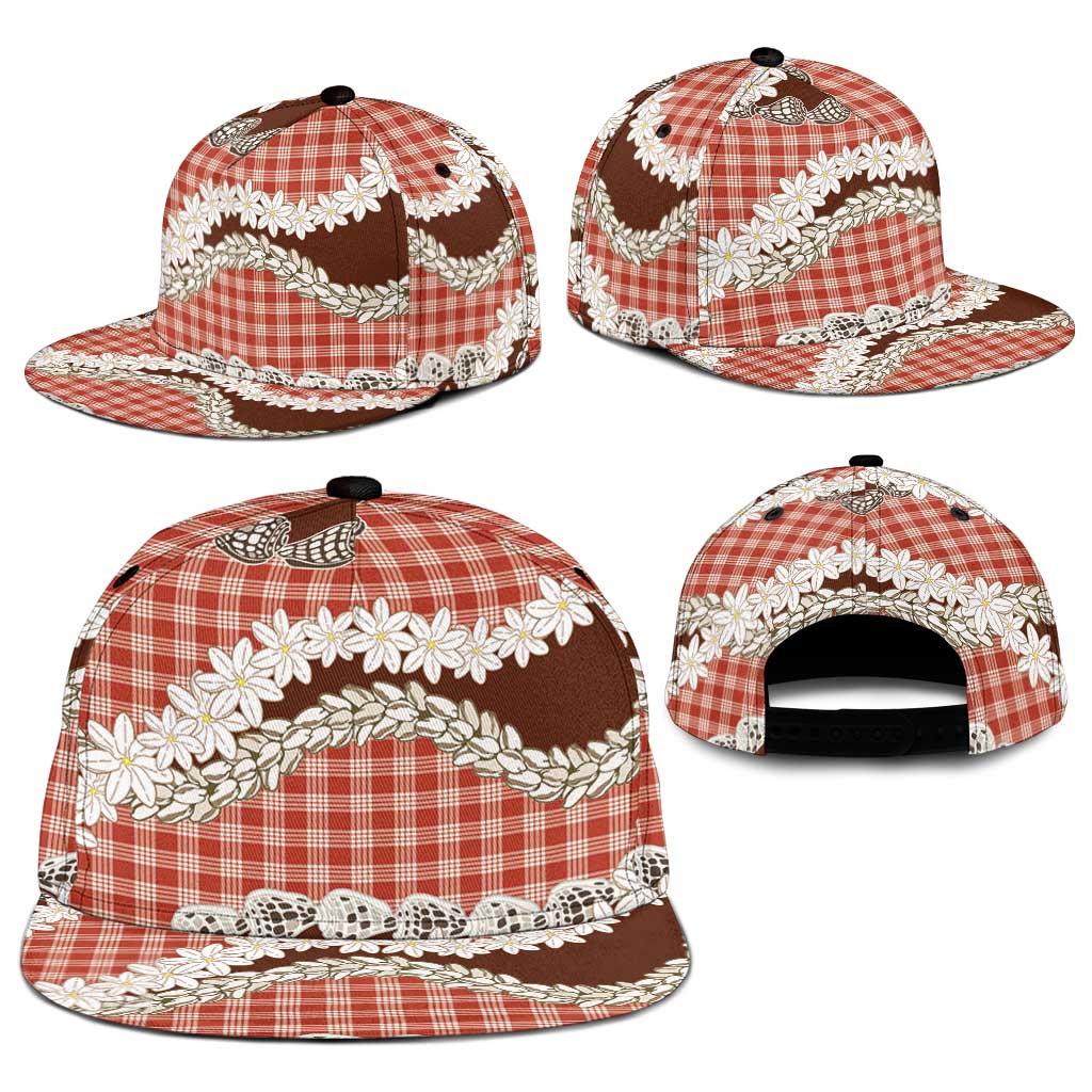 Red Hawaii Tiare and Shell Lei Snapback Cap Hawaiian Palaka Luxury Vibes LT14 - Polynesian Pride