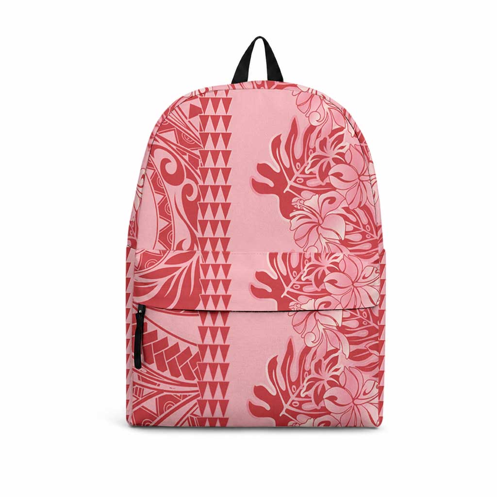 Red Hibiscus Monstera Seamless Kakau Hawaii Backpack LT14 Red - Polynesian Pride