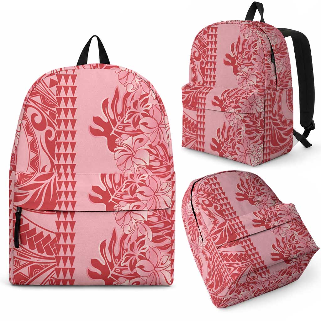 Red Hibiscus Monstera Seamless Kakau Hawaii Backpack