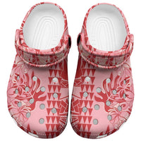 Red Hibiscus Monstera Seamless Kakau Hawaii Clogs Shoes LT14 Red - Polynesian Pride