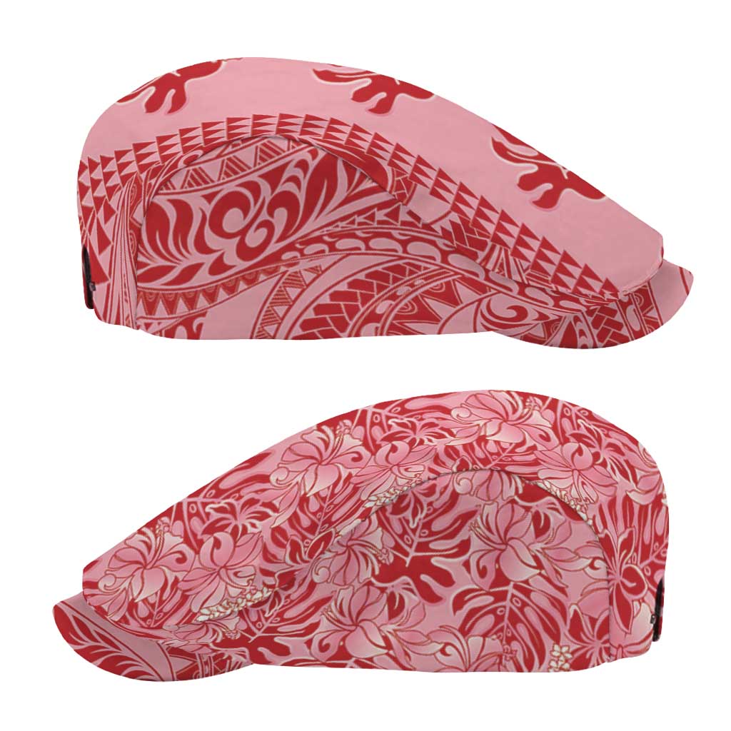 Red Hibiscus Monstera Seamless Kakau Hawaii Jeff Hat