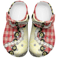 Red Palaka Hawaii Clogs Shoes Kukui Nut Pikake Lei Hawaiian Tapa Pattern LT14 Red - Polynesian Pride