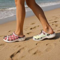 Red Palaka Hawaii Clogs Shoes Kukui Nut Pikake Lei Hawaiian Tapa Pattern LT14 - Polynesian Pride