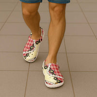 Red Palaka Hawaii Clogs Shoes Kukui Nut Pikake Lei Hawaiian Tapa Pattern LT14 - Polynesian Pride