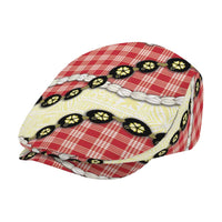 Red Palaka Hawaii Jeff Hat Kukui Nut Pikake Lei Hawaiian Tapa Pattern LT14 - Polynesian Pride