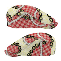 Red Palaka Hawaii Jeff Hat Kukui Nut Pikake Lei Hawaiian Tapa Pattern LT14 - Polynesian Pride