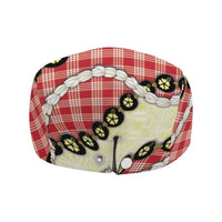 Red Palaka Hawaii Jeff Hat Kukui Nut Pikake Lei Hawaiian Tapa Pattern LT14 - Polynesian Pride