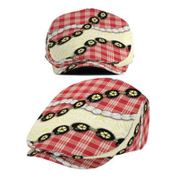 Red Palaka Hawaii Jeff Hat Kukui Nut Pikake Lei Hawaiian Tapa Pattern LT14 - Polynesian Pride