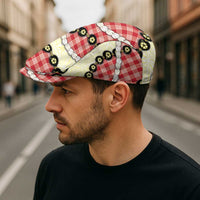 Red Palaka Hawaii Jeff Hat Kukui Nut Pikake Lei Hawaiian Tapa Pattern LT14 - Polynesian Pride