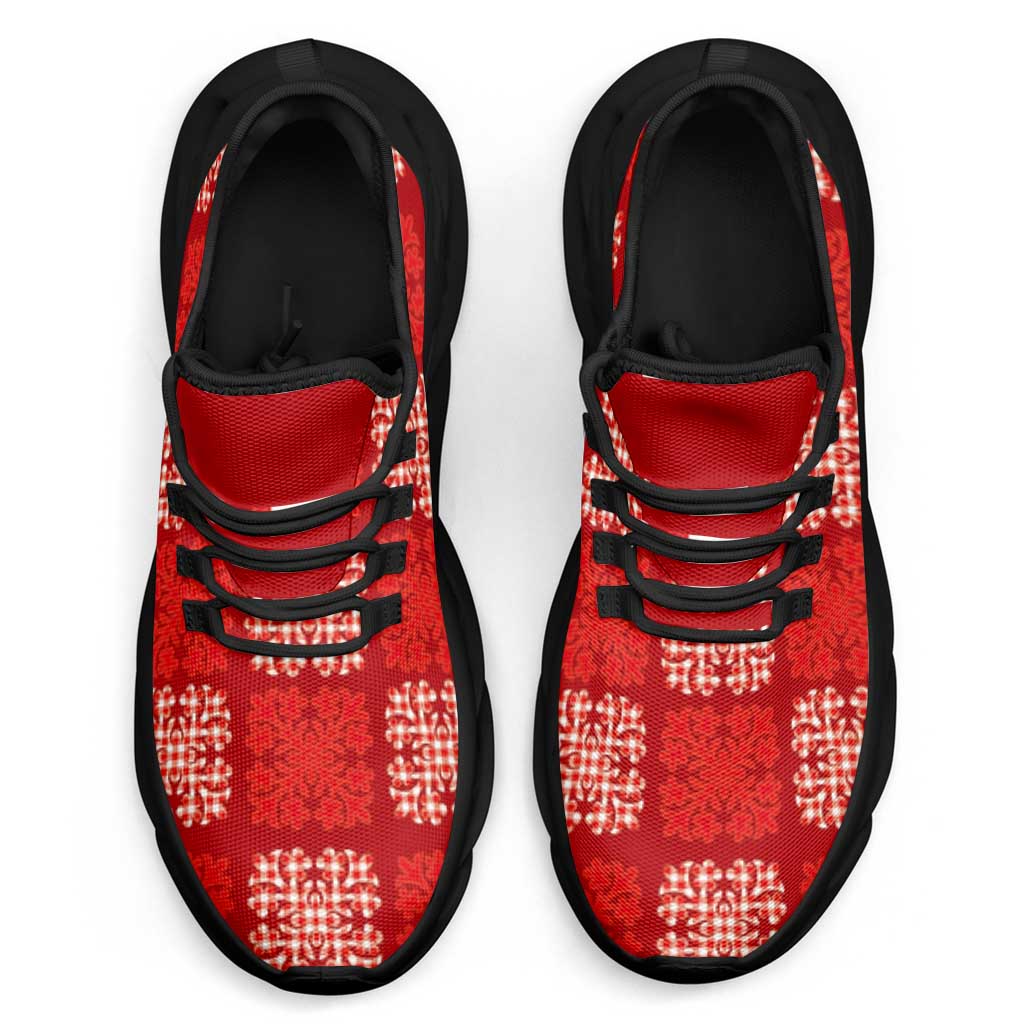 Red Palaka Quilt Hawaii Clunky Sneakers Traditional Hawaii-plaid Pattern LT14 - Polynesian Pride