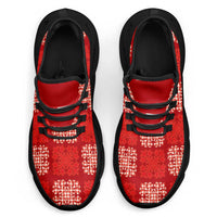Red Palaka Quilt Hawaii Clunky Sneakers Traditional Hawaii-plaid Pattern LT14 - Polynesian Pride