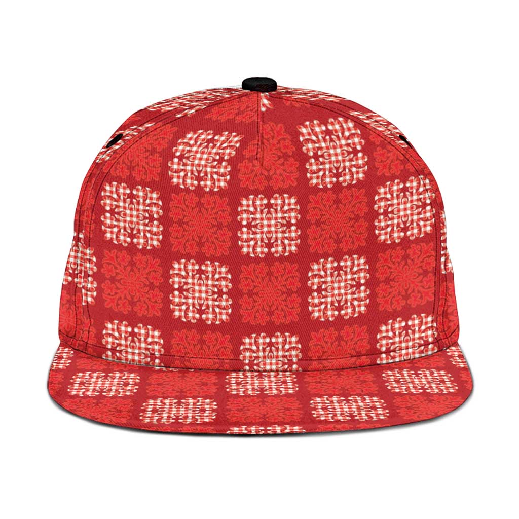 Red Palaka Quilt Hawaii Snapback Cap Traditional Hawaii-plaid Pattern LT14 One Size Red - Polynesian Pride