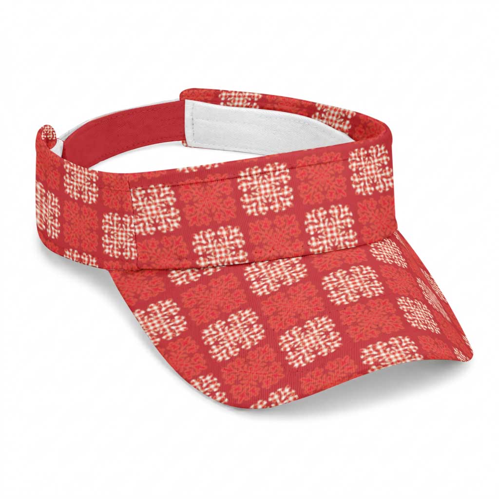 Red Palaka Quilt Hawaii Sun Visor Cap Traditional Hawaii-plaid Pattern LT14 Universal Fit Red - Polynesian Pride