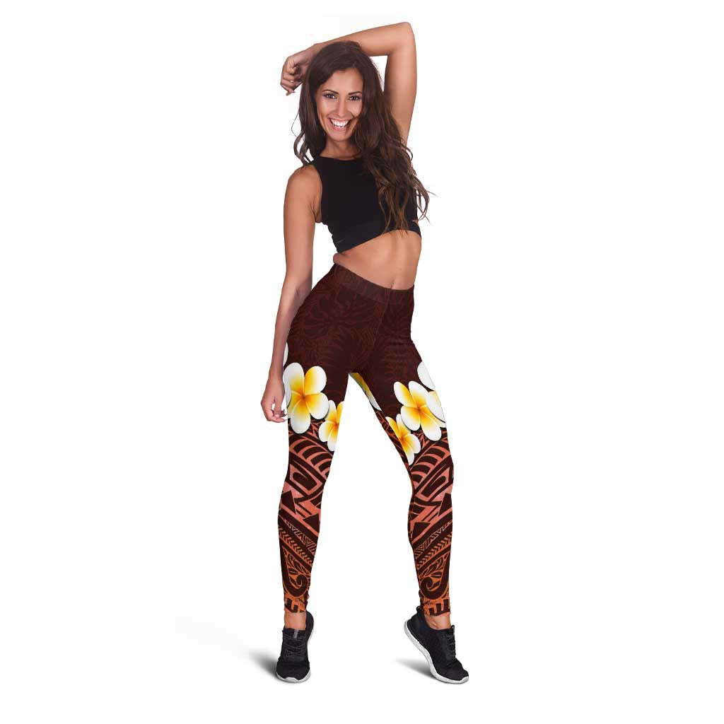 Red Polynesia Leggings Plumeria Tropical Leaves With Galaxy Polynesian Art LT14 - Polynesian Pride