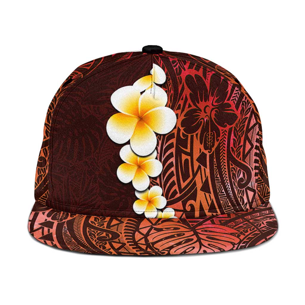 Red Polynesia Snapback Cap Plumeria Tropical Leaves With Galaxy Polynesian Art LT14 One Size Red - Polynesian Pride