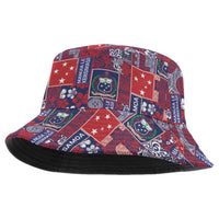 Red Samoa Manuia Le Kerisimasi Bucket Hat Pacific Patchwork Xmas Vibes LT9 One Size Red - Polynesian Pride