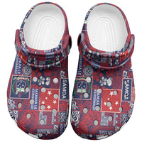 Red Samoa Manuia Le Kerisimasi Clogs Shoes Pacific Patchwork Xmas Vibes LT9 Red - Polynesian Pride