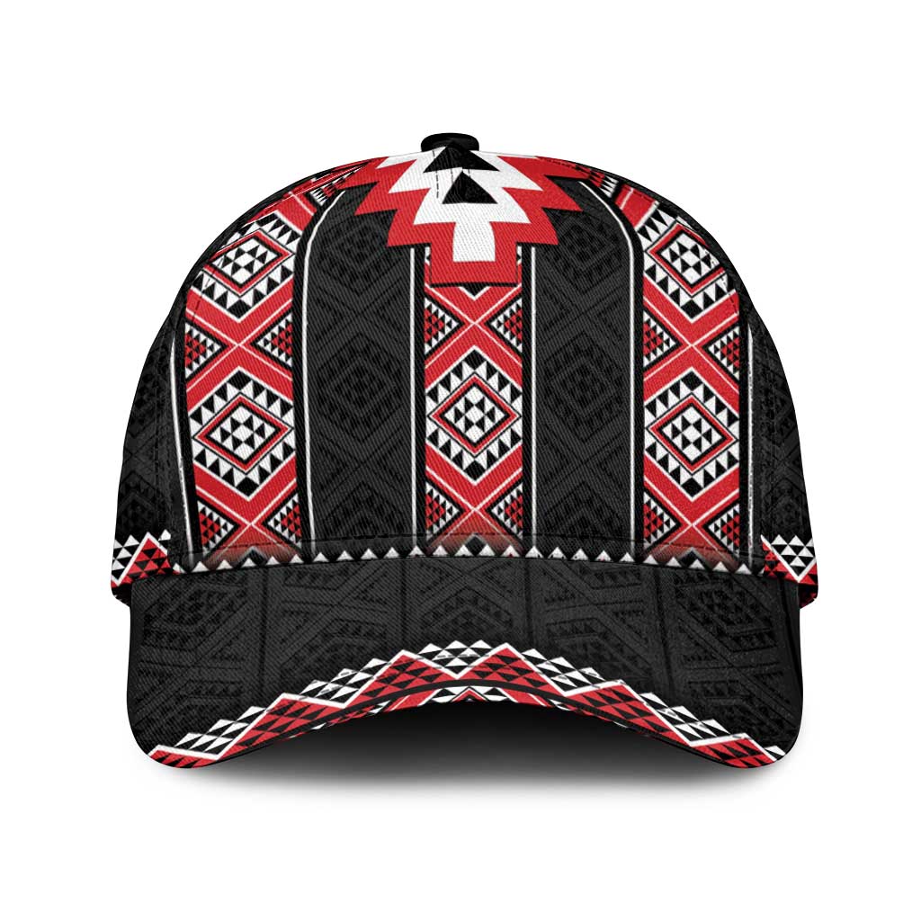 Red Taniko Aotearoa Classic Cap Niho Taniwha Mix Poutama LT14 Universal Fit Red - Polynesian Pride