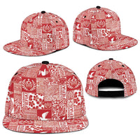 Red Tonga Kilisimasi Fiefia Snapback Cap Pacific Patchwork Xmas Vibes LT9 - Polynesian Pride