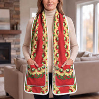 Red Tonga Ngatu Kahoa Lei Pocket Scarf LT14 One Size 13.7 × 86.6 in (35 × 220 cm) Red - Polynesian Pride