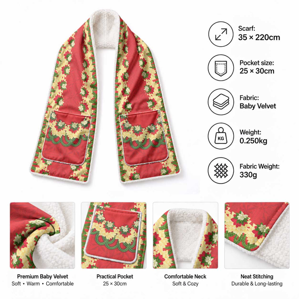 Red Tonga Ngatu Kahoa Lei Pocket Scarf LT14 - Polynesian Pride