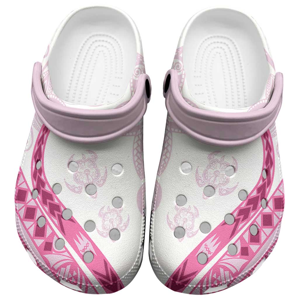 Rose Pink Polynesian Tribal Turtle Floral Pattern Clogs Shoes LT05 Pink - Polynesian Pride