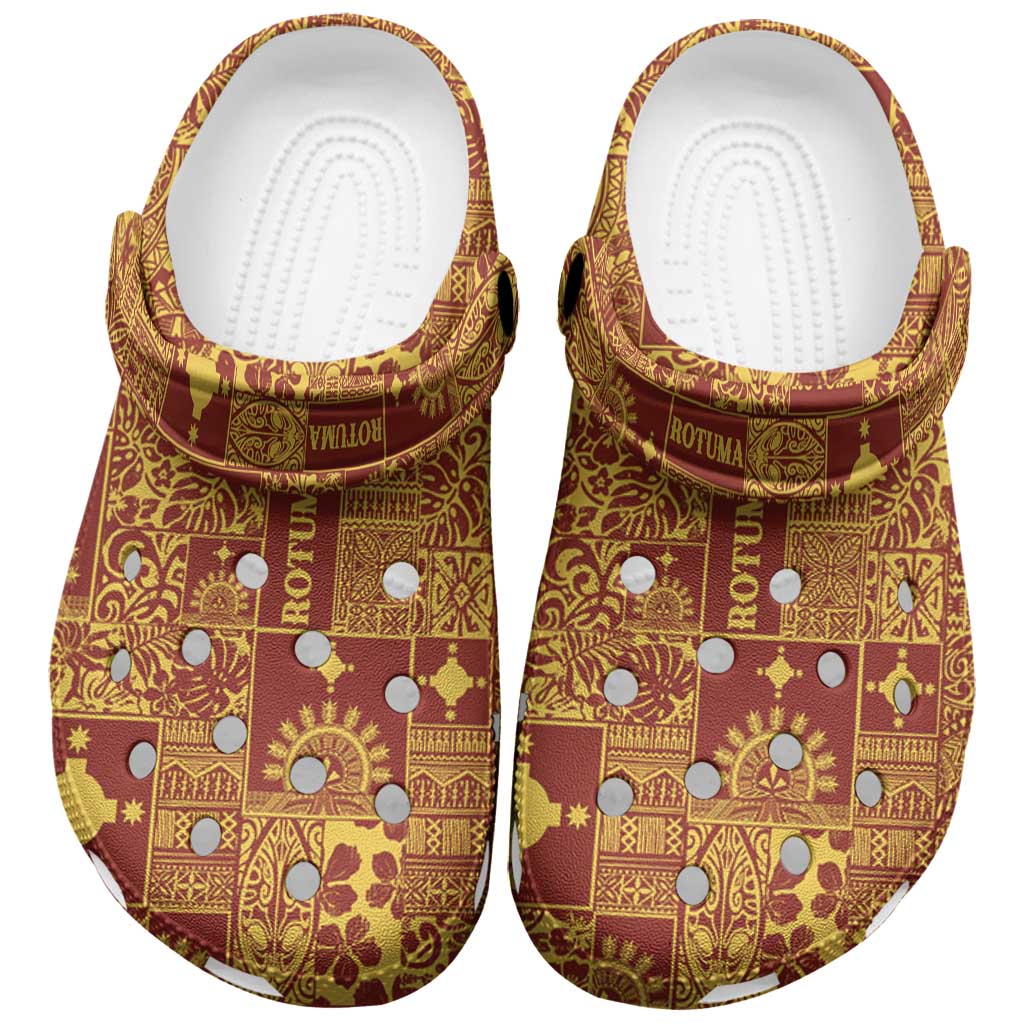 Rotuma Faiakse'ea 'e Kirisimasi Clogs Shoes Pacific Patchwork Xmas Vibes LT9 Red - Polynesian Pride