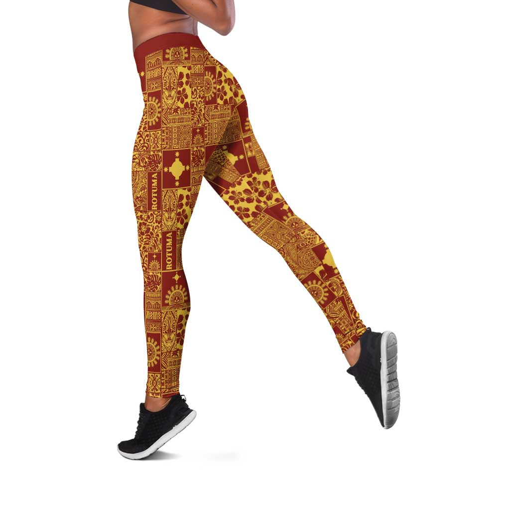 Rotuma Faiakse'ea 'e Kirisimasi Leggings Pacific Patchwork Xmas Vibes LT9 Red - Polynesian Pride