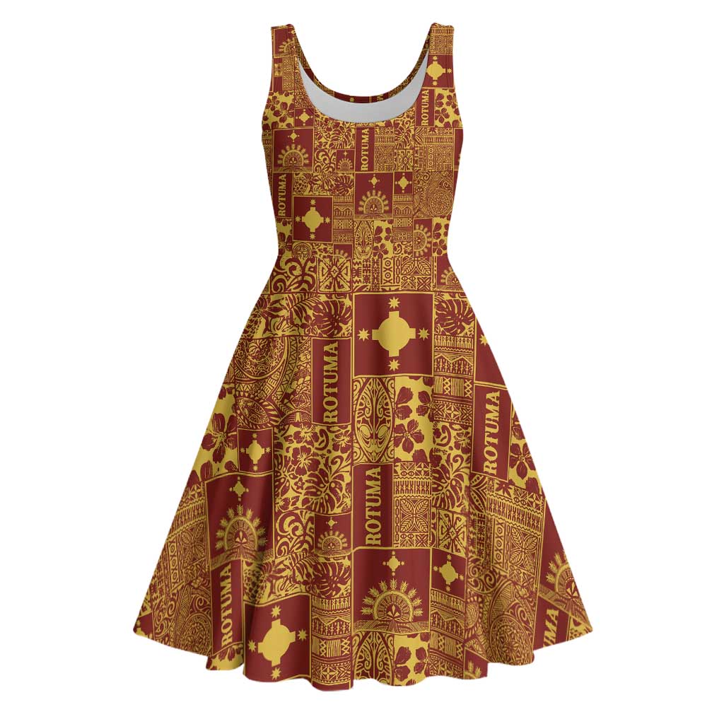 Rotuma Faiakse'ea 'e Kirisimasi Midi Dress Pacific Patchwork Xmas Vibes LT9 Red - Polynesian Pride