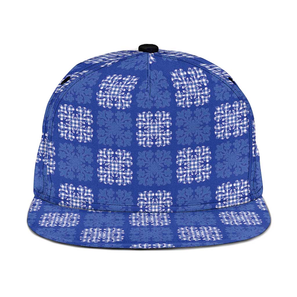 Royal Blue Palaka Quilt Hawaii Snapback Cap Traditional Hawaii-plaid Pattern LT14 One Size Royal Blue - Polynesian Pride