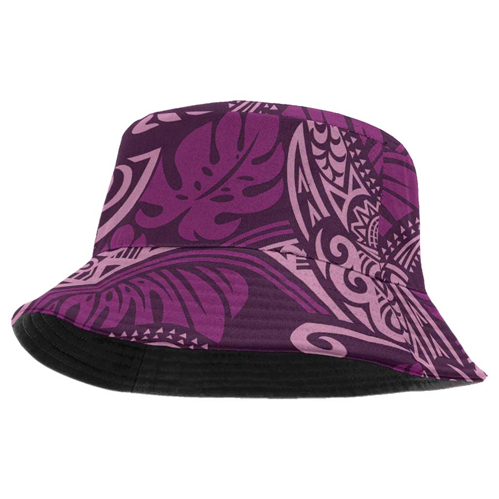 Royal Purple Monstera Bucket Hat Polynesian Tribal Pattern LT01 One Size Purple - Polynesian Pride