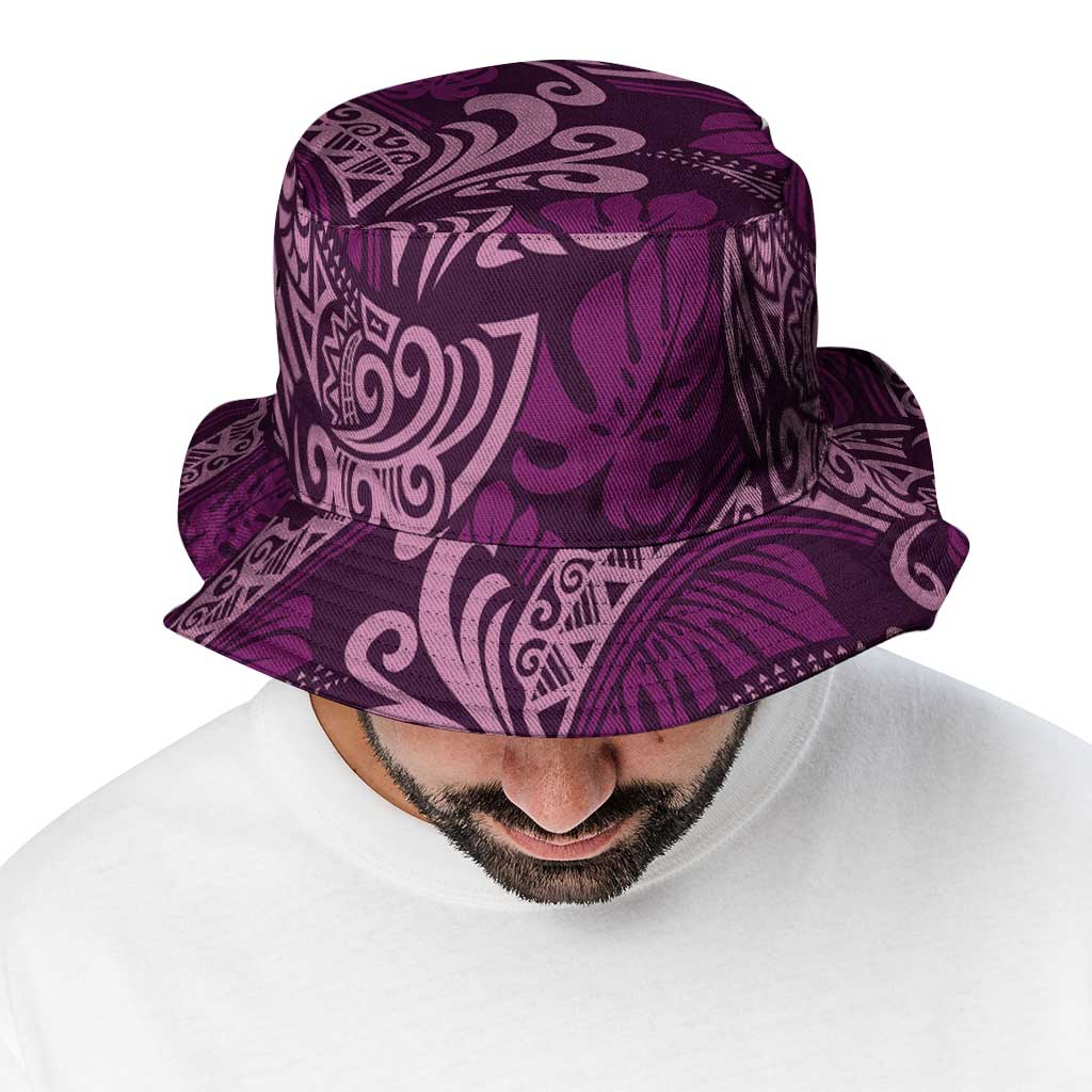 Royal Purple Monstera Bucket Hat Polynesian Tribal Pattern LT01 - Polynesian Pride
