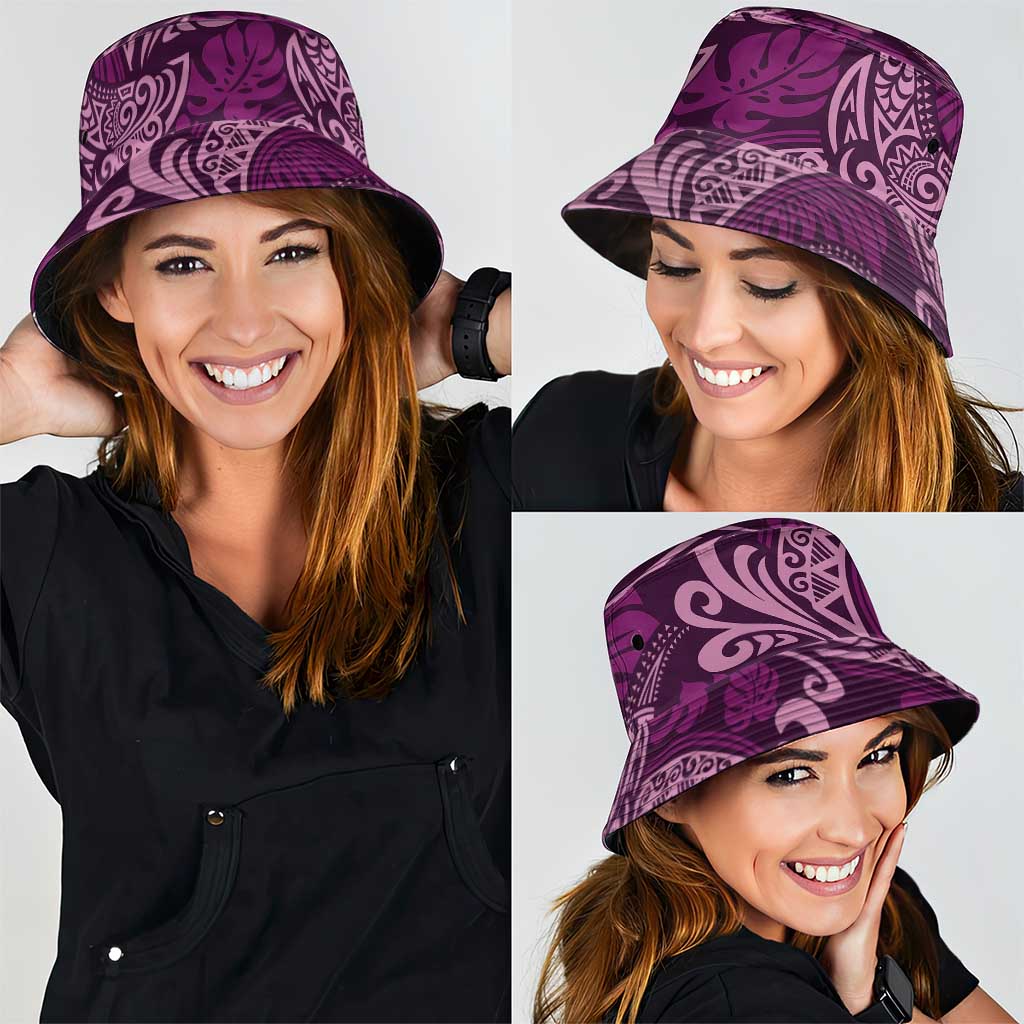 Royal Purple Monstera Bucket Hat Polynesian Tribal Pattern LT01 - Polynesian Pride