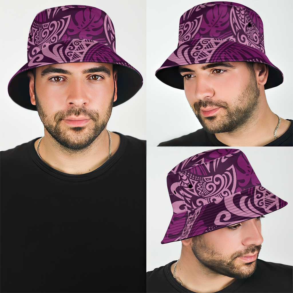 Royal Purple Monstera Bucket Hat Polynesian Tribal Pattern LT01 - Polynesian Pride