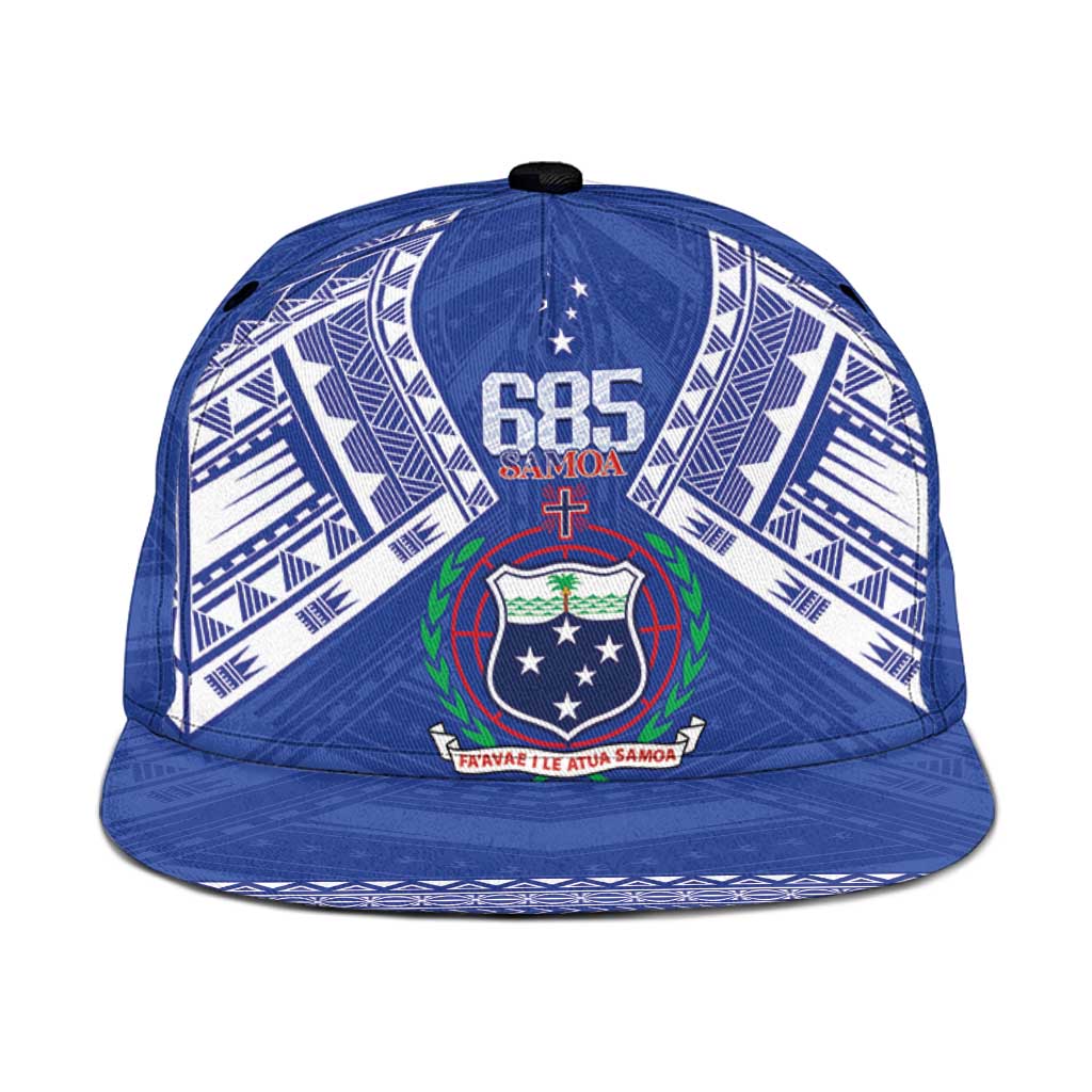 Samoa 685 Snapback Cap Samoan Pride Coat Of Arms LT14 One Size Blue - Polynesian Pride