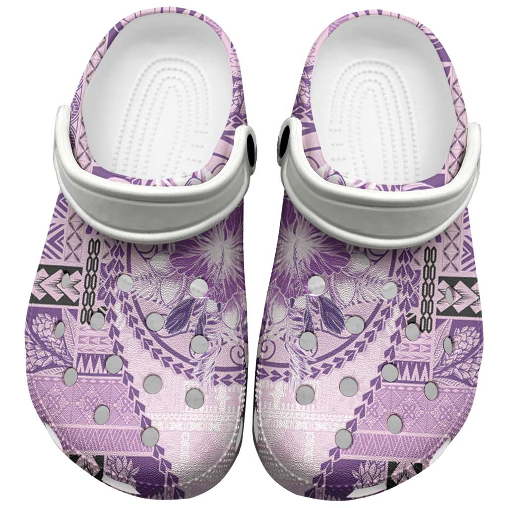 Samoa Siapo Elegant Clogs Shoes Hibiscus Violet Motifs LT05 Violet - Polynesian Pride