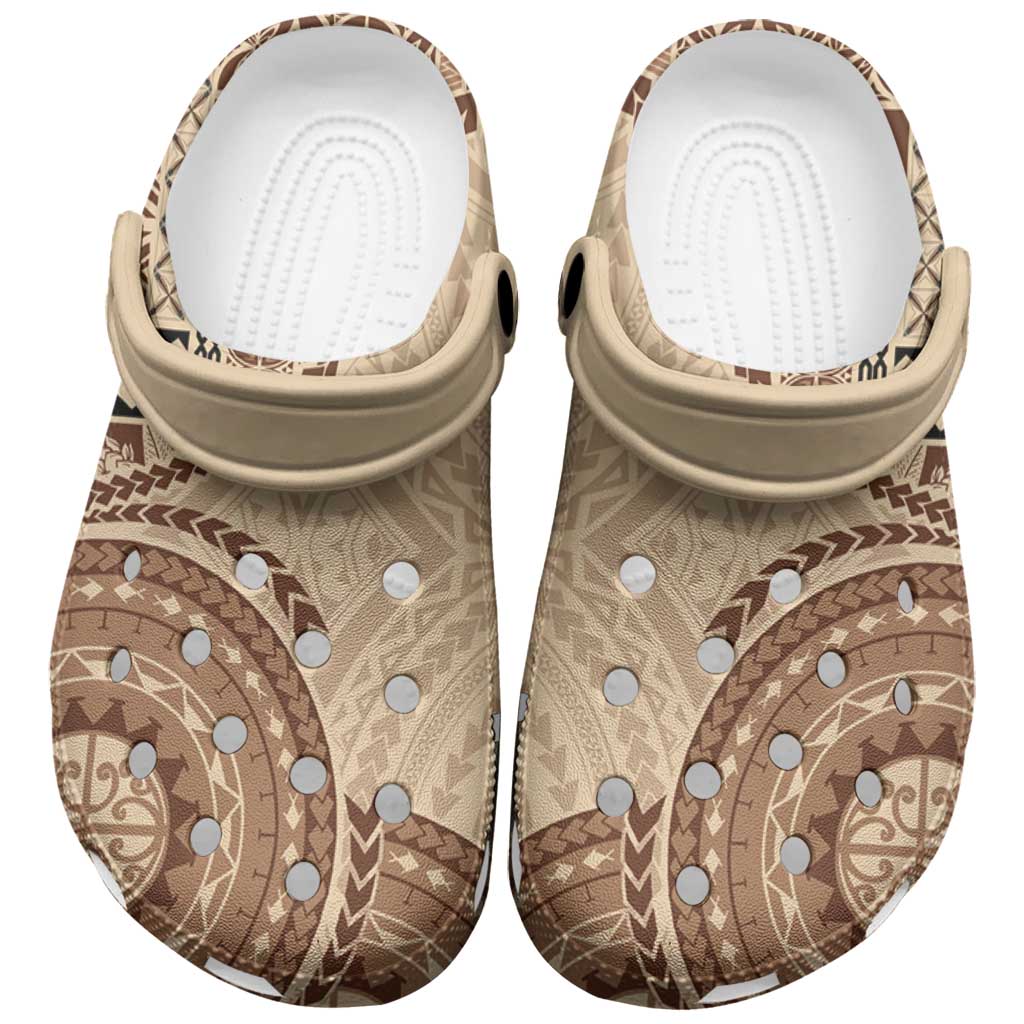 Samoa Siapo Pattern Simple Style Clogs Shoes LT05 Brown - Polynesian Pride