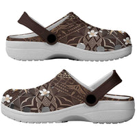 Samoa Siapo Pattern With Brown Hibiscus Clogs Shoes LT05 - Polynesian Pride